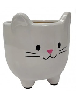 MACETA C/PATITAS BLANCO MOD: GATITO