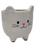 MACETA C/PATITAS BLANCO MOD: GATITO