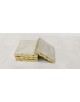 SET X 4 POSAVASOS CUADRADOS EN MÁRMOL BLANCO CON FILO DORADO