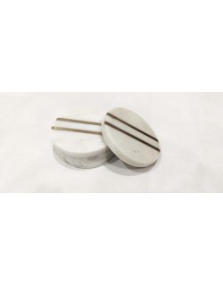 SET X 4 POSAVASOS EN MÁRMOL REDONDO MOD: LINEAS DORADAS